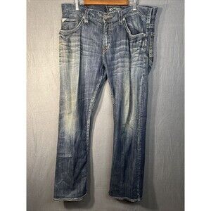 Silver Jeans Zac Mens Jeans Size 38X34 Dark Wash Bootcut Long